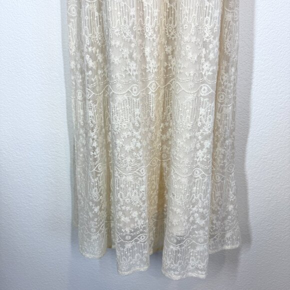 Zara Maxi Dress Lace Embroidery Cottagecore Croquette Prairie Ivory Medium - Picture 8 of 13